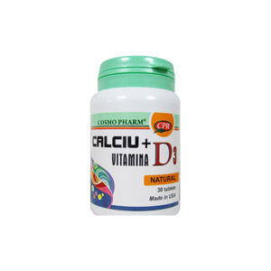 Calciu + Vitamina D3 Cosmopharm 30 tablete