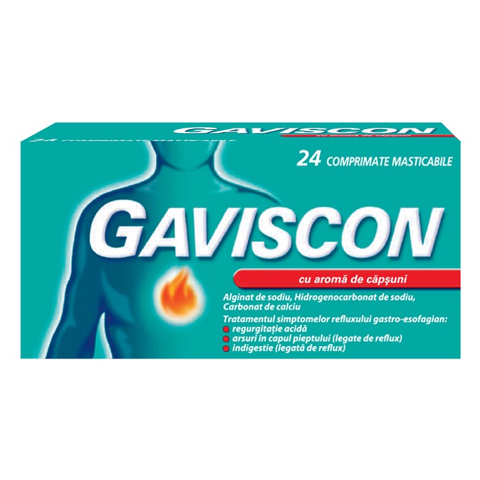 Gaviscon aroma capsuni 24 comprimate masticabile