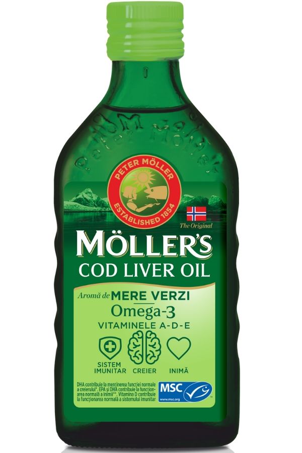 Mollers ulei din ficat de cod aroma mere verzi 250ml