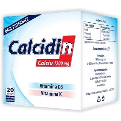 Zdrovit Calcidin Calciu + vitamina D3 + vitamina  K 20 plicuri
