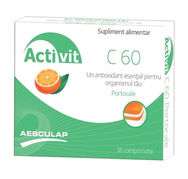 Activit C 60mg gust de portocale 18 comprimate