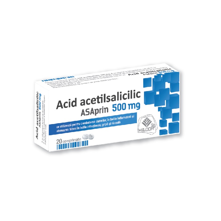 ASAprin Acid acetilsalicilic 500mg Helcor 20 comprimate