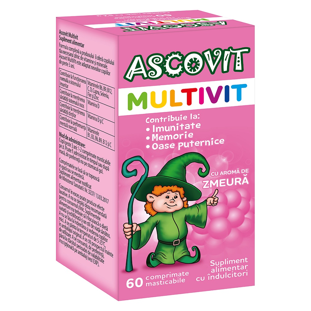 Ascovit Multivit 60 comprimate aroma zmeura