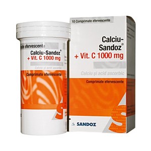 Calciu Sandoz + vit C 1000 10 comprimate efervescente