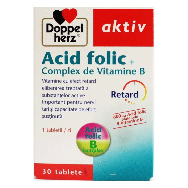 Doppelherz Aktiv Acid folic + B Complex 30 comprimate