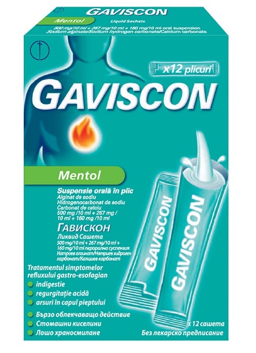Gaviscon mentol 10ml suspensie orala 12 plicuri