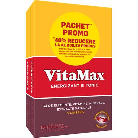 VitaMax 15 capsule 2 cutii - 40% Reducere la a doua cutie