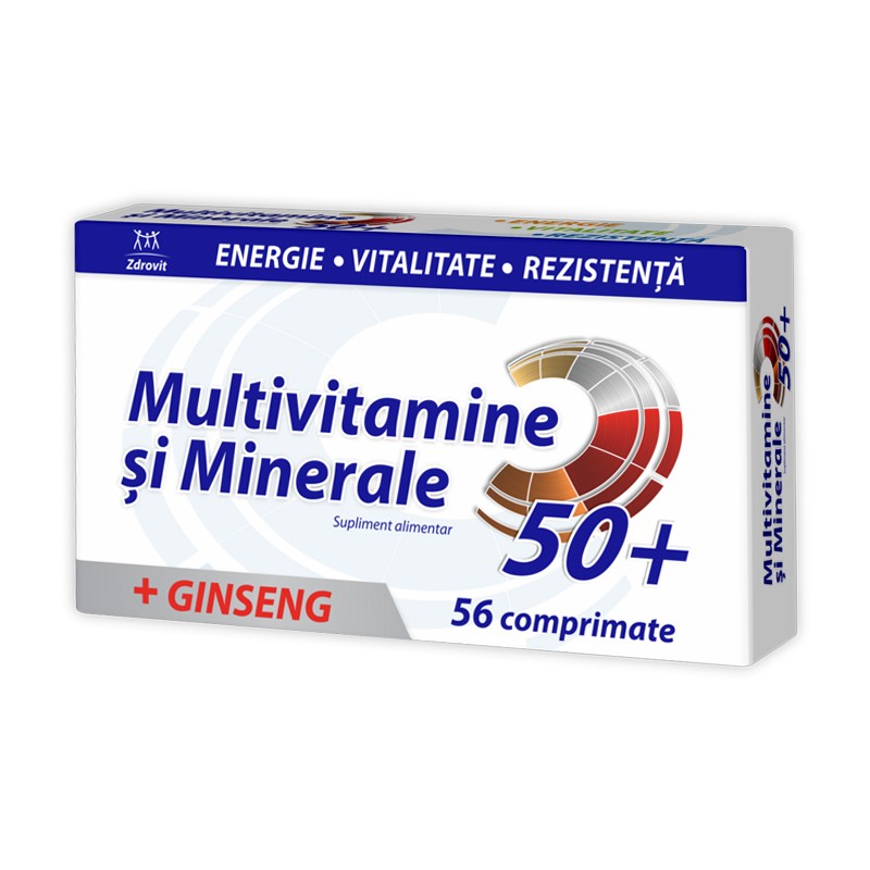 Multivitamine si minerale + ginseng 50+ 56 comprimate